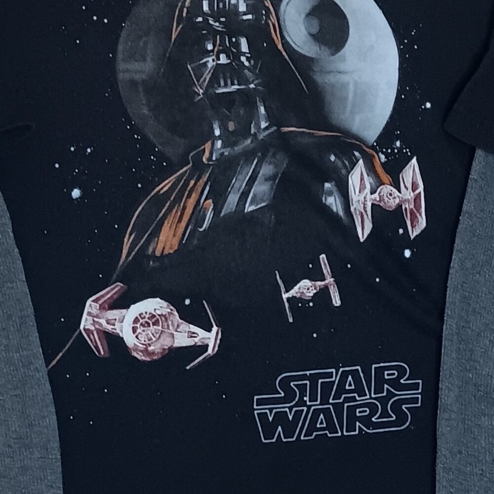 Darth Vader Star Wars Long Sleeve Tee – Black w/ Grey Sleeves - Picture 2 of 2